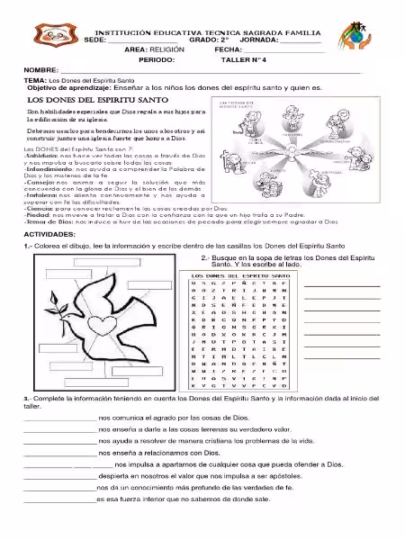 Descubre los 7 Dones del Espíritu Santo: Actividades para Niños Descubre los 7 Dones del Espíritu Santo: Actividades para Niños